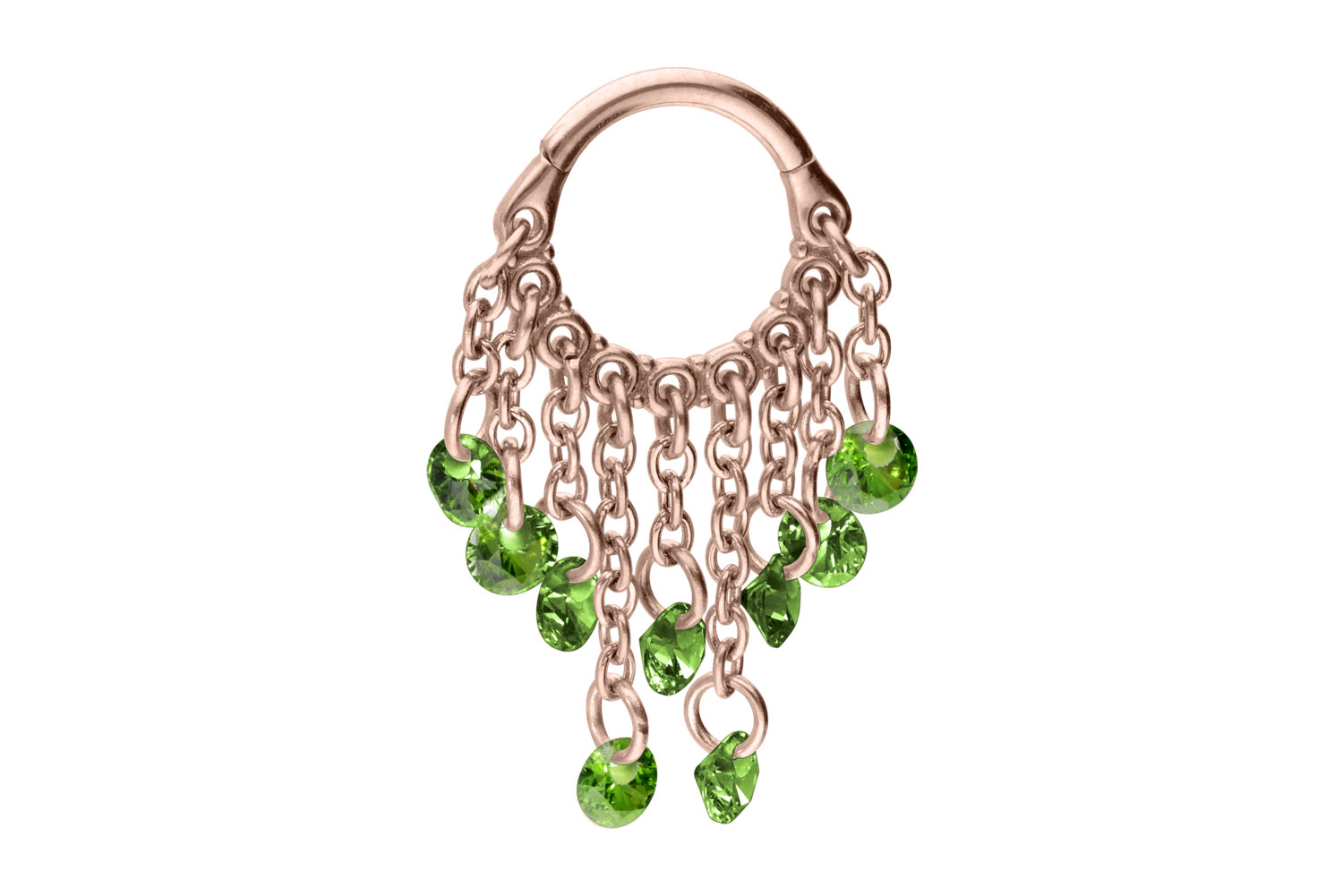 Chirurgenstahl Segmentring Clicker Piercing KETTENVORHANG + KRISTALLE